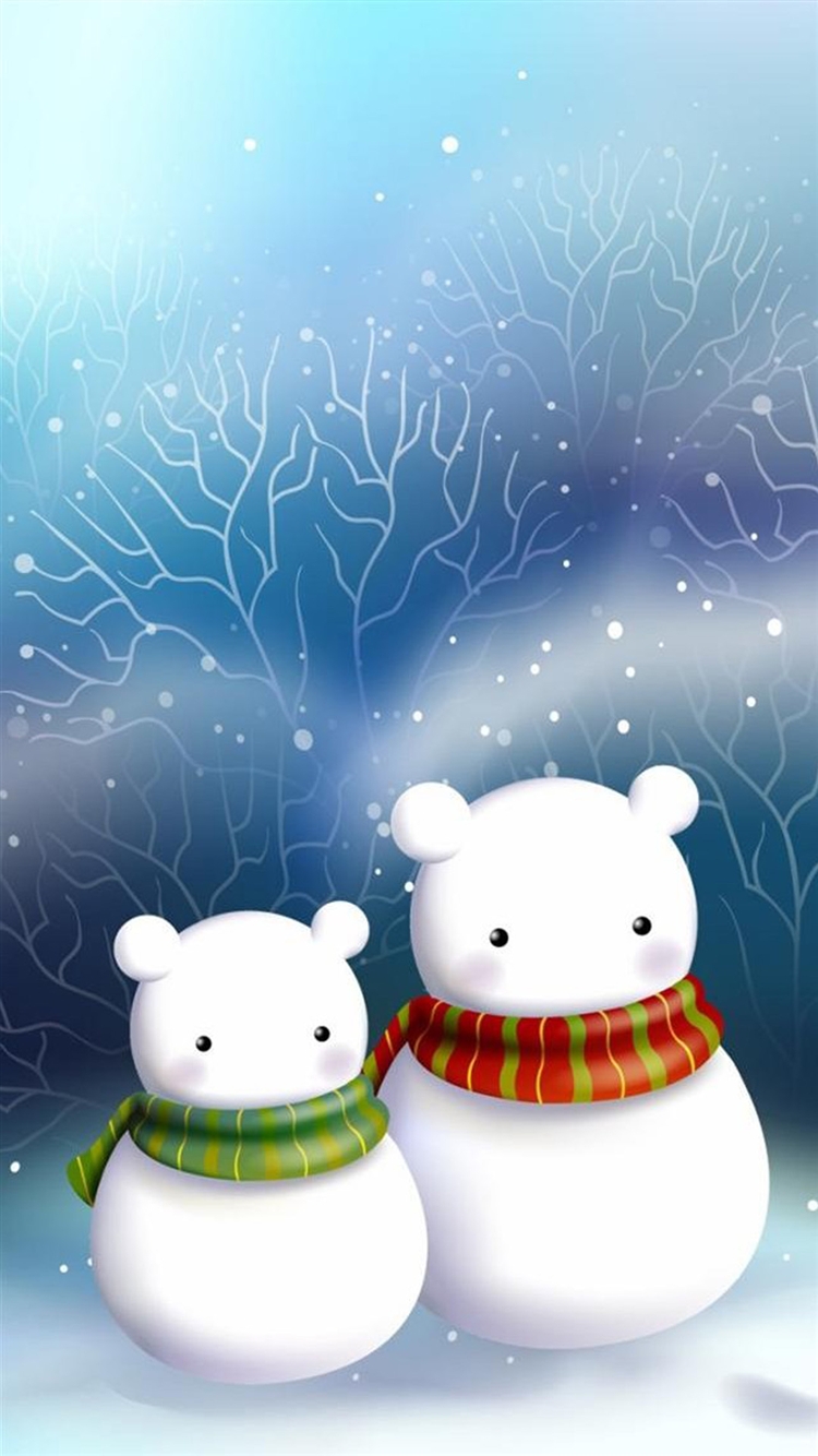 Cute Snowman Bear Couple iPhone 6 Wallpaper Download | iPhone ...