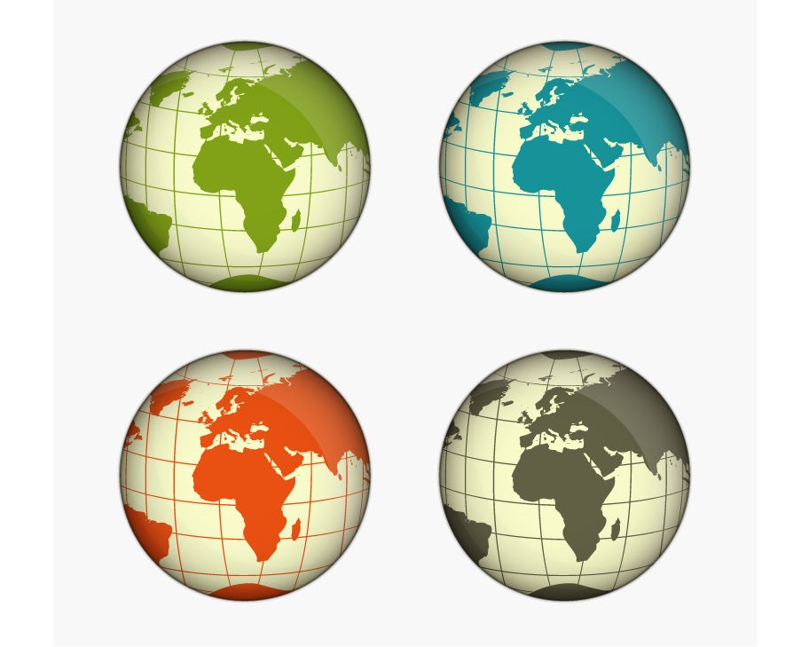 Green, Blue, Yellow and Gray Globe Vector Illustration | Free ...