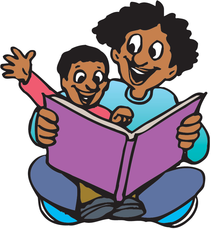 Kids Reading Together Clipart