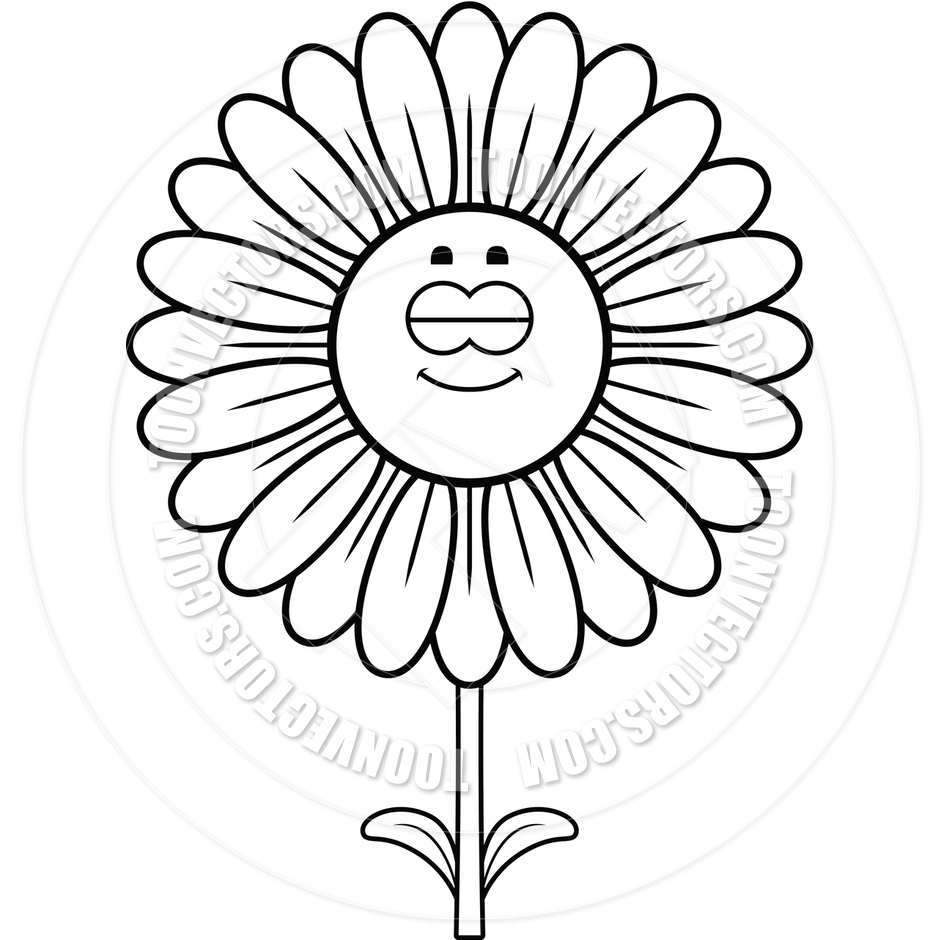 Free Black And White Sunflower Clip Art Sleeping Daisy Black And ...