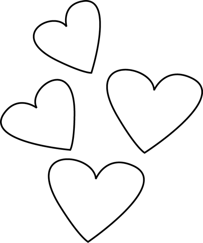 Black and White Valentine's Day Hearts Clip Art - Black and White ...