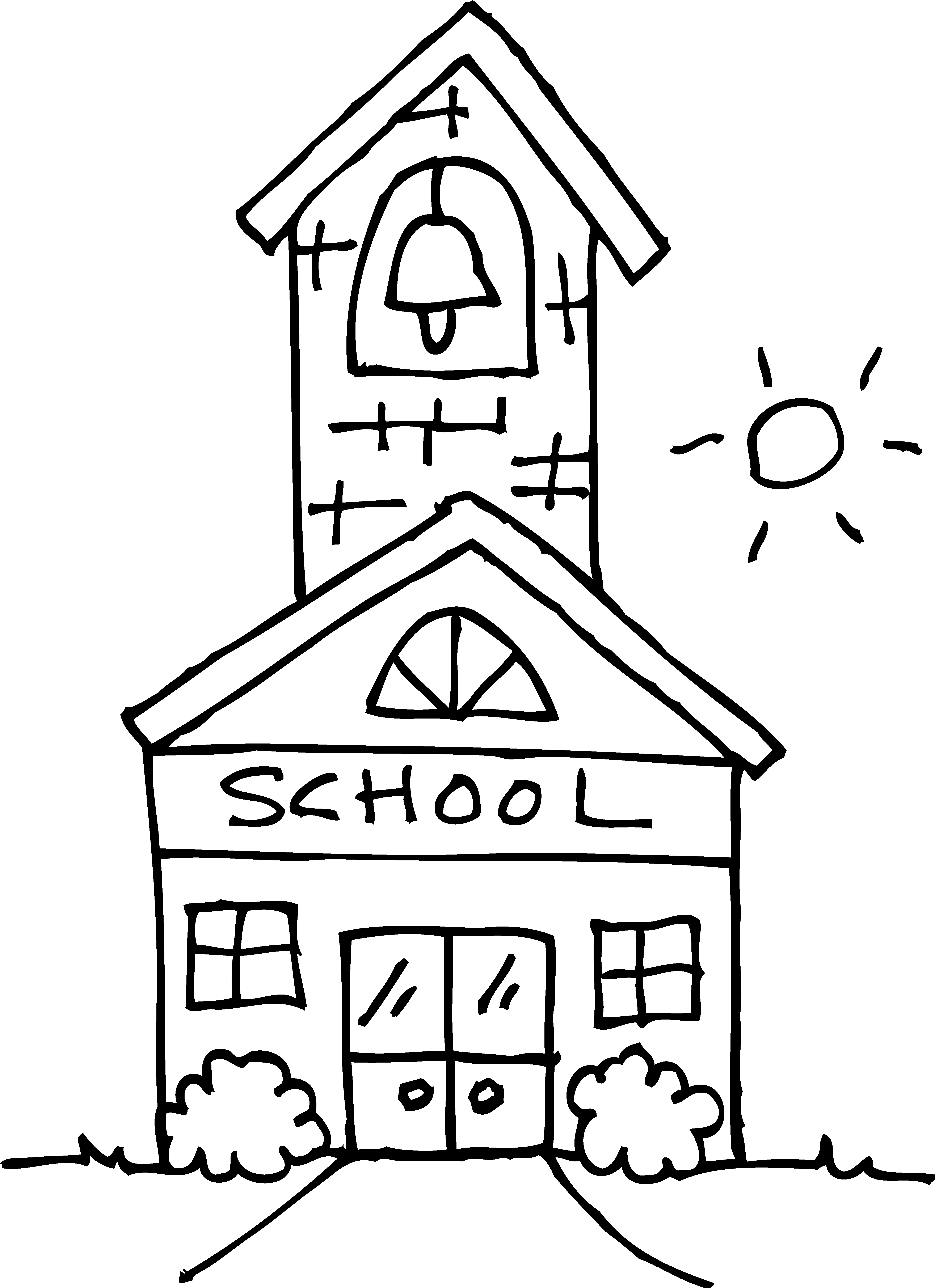 School Clipart Black And White Free School House Outline Cliparts ...