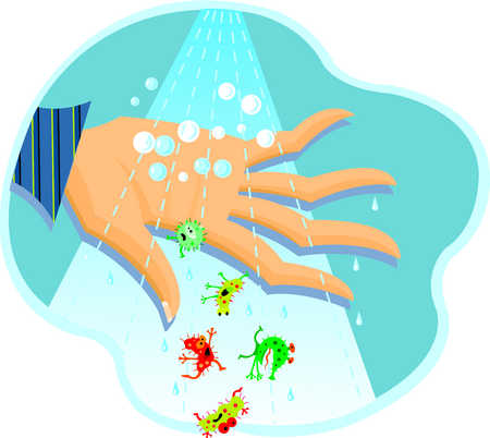Stock Illustration - Washing germs away with soap