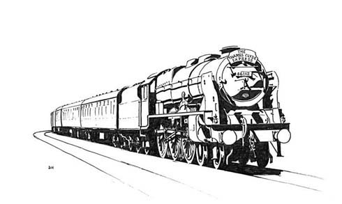 Steam Train Line Drawing - Gallery