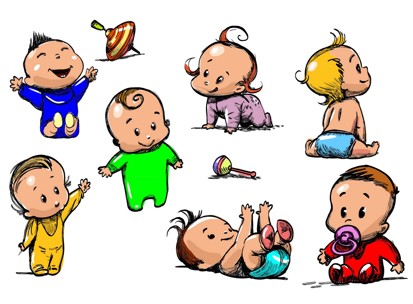 Cartoon Baby Children Kids 07 Vector Eps Free Download Logo Icon ...