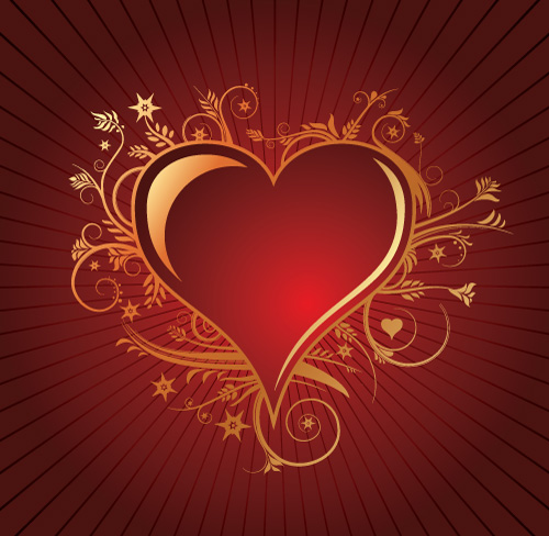 Free Vector: Heart Design with Florals, vector graphics - 365PSD.com