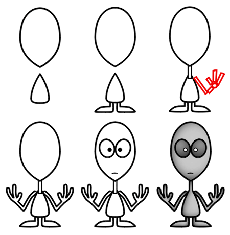 How to draw cartoon aliens