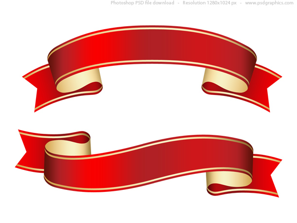 Curled red ribbon (banner), PSD template | PSDGraphics