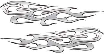 Silver Tribal Flame Decals Motorcycle, Truck, Car, ATV, etc ...