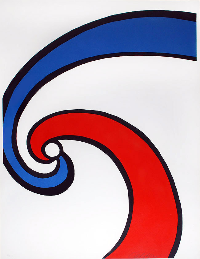 Calder Lithograph | Red and Blue Swirl (Sold)