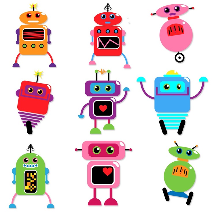 Robots Clip Art Clipart - Commercial and Personal Use