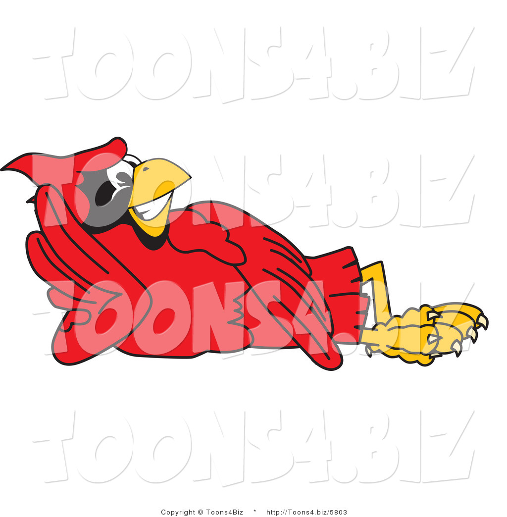 Vector Illustration of a Cartoon Cardinal Mascot Reclined by ...