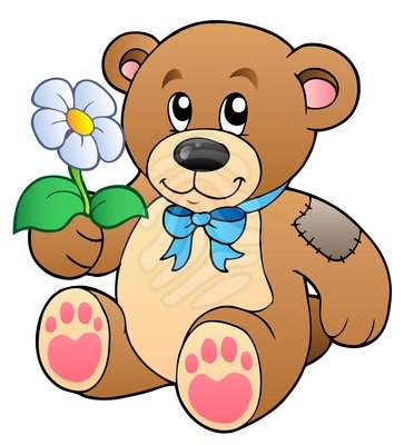 Cute teddy bear with flower - clipart #86299806