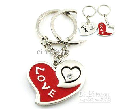 Heart Keychains Love You Alloy Heart Key Ring Valentive Gift ...