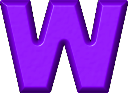 Presentation Alphabets: Purple Refrigerator Magnet W
