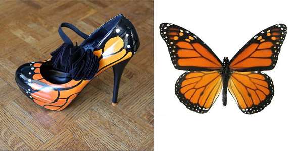 Hand Painted Monarch Butterfly Shoe - :