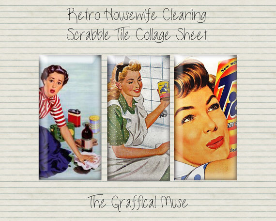 Vintage Retro Housewives Cleaning Digital by TheGrafficalMuse