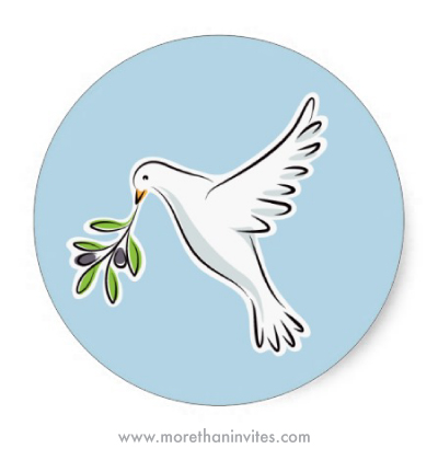 White dove with olive branch stickers - More than invites
