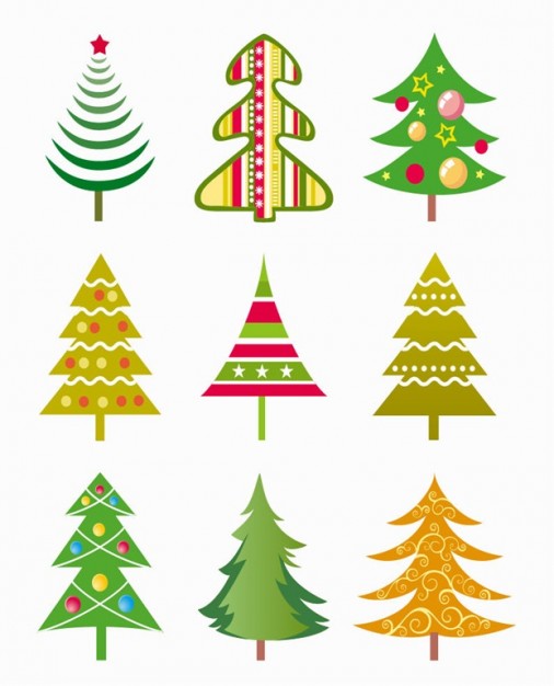 christmas tree vector illustration set Vector | Free Download