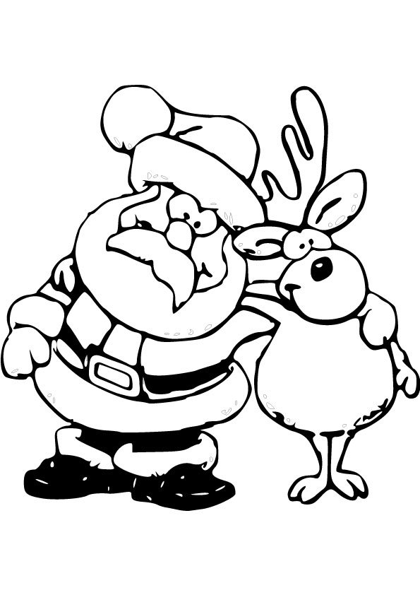 Santa and rudolf coloring pages online