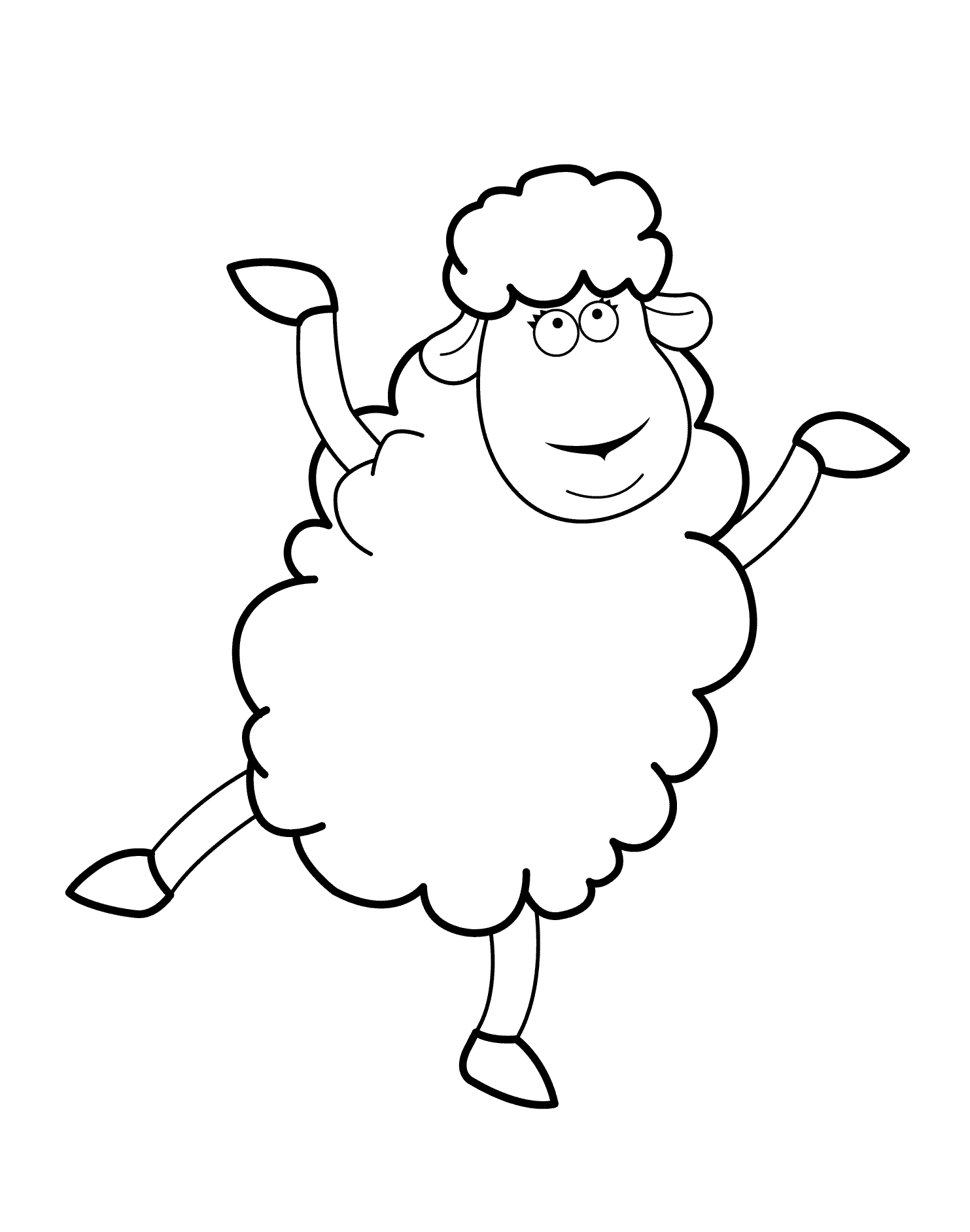 Funny sheep cartoon animals coloring pages for kids, printable ...