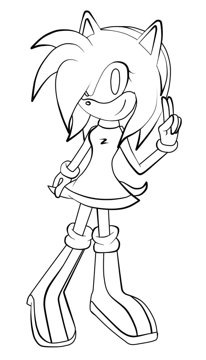 Amy rose lineart by Rokitoki on DeviantArt