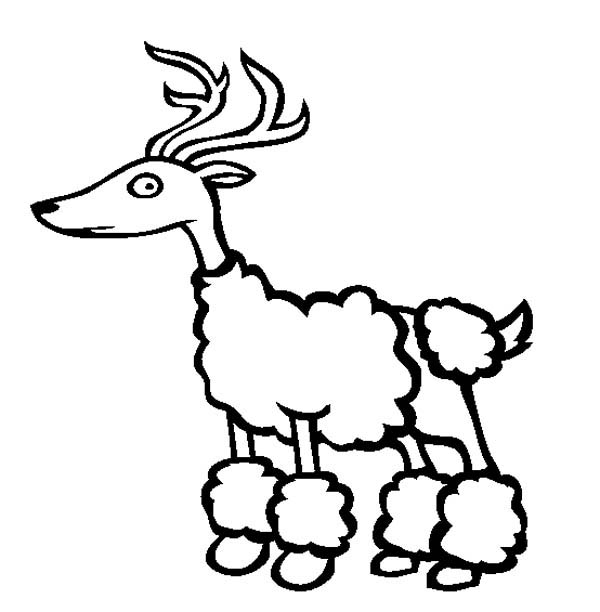 A Funny Deer in a Poodle Costume Coloring Page - Free & Printable ...