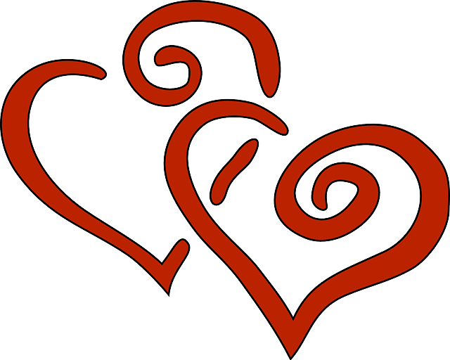 RED, BLACK, TWO, OUTLINE, CARTOON, DOUBLE, HEART, LOVE - Public ...