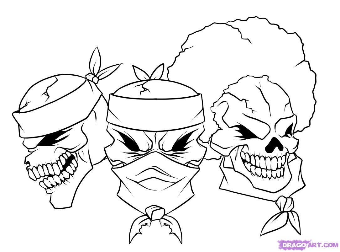 How to Draw Gangsta, Step by Step, Skulls, Pop Culture, FREE ...