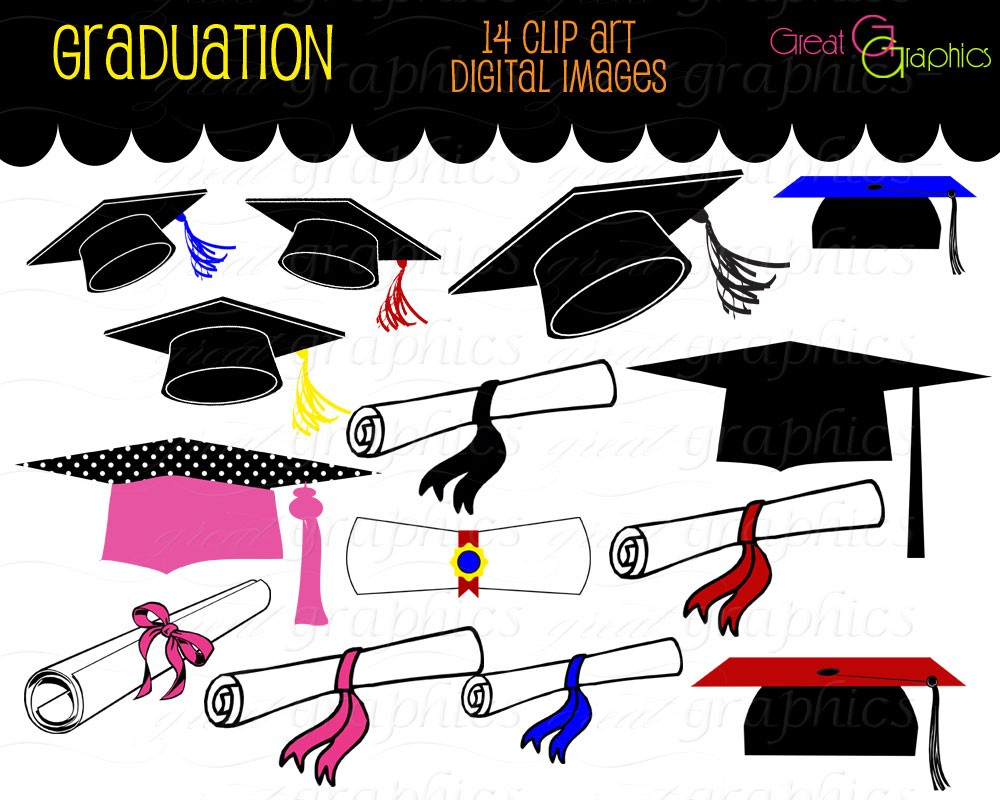 Graduation Clip Art Graduation Clipart Digital by GreatGraphics