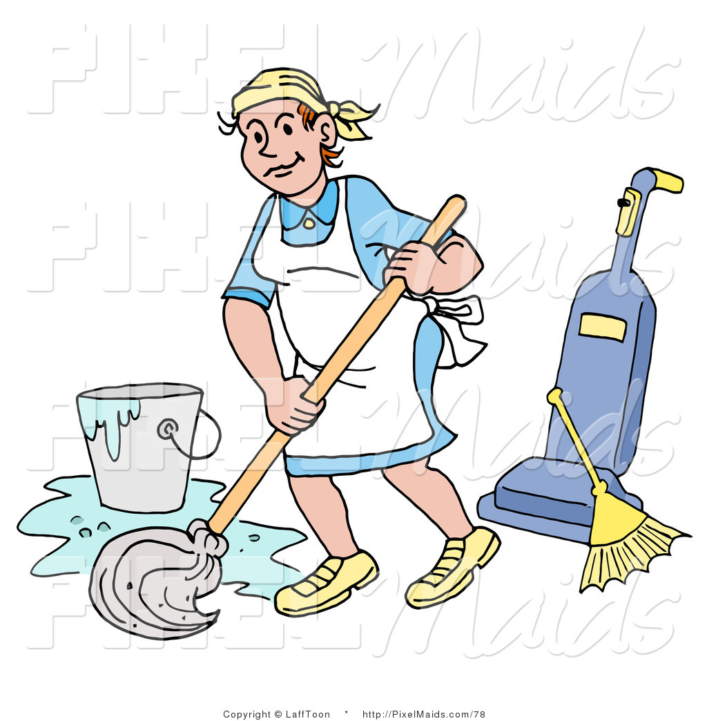 Clipart of a Smiling Caucasian Housewife, Maid, House Keeper ...