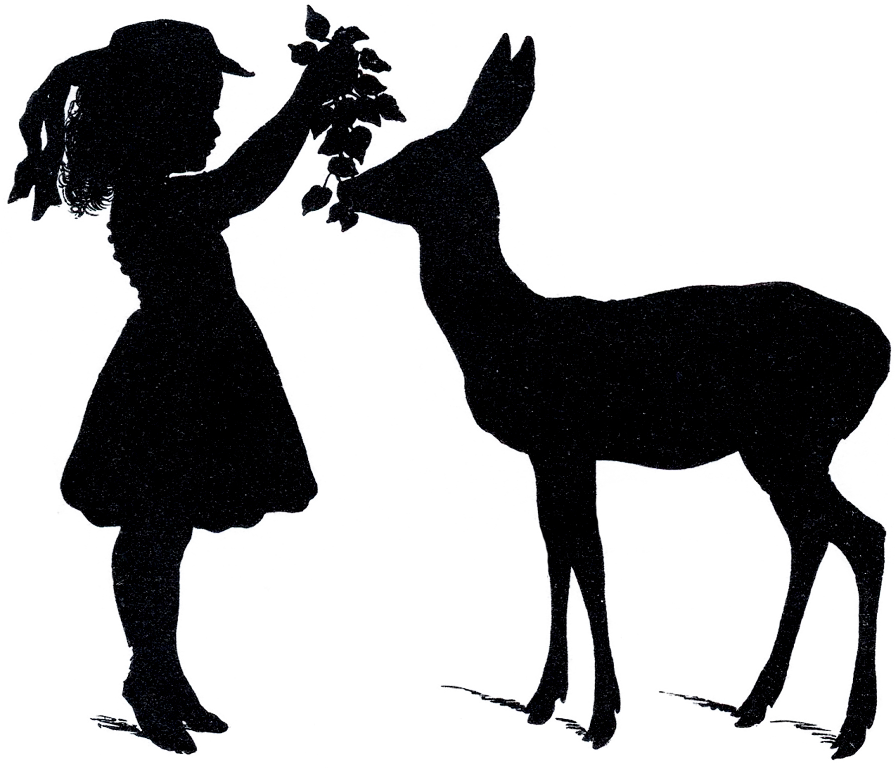 Deer-Silhouette-Girl-GraphicsFairy - The Graphics Fairy