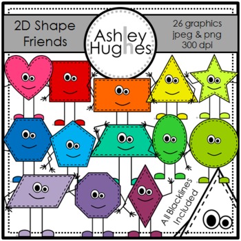 2D SHAPE FRIENDS {GRAPHICS FOR COMMERCIAL USE} - TeachersPayTeachers ...