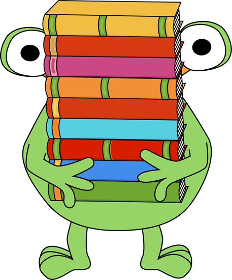 Monster Carrying a Stack of Books Clip Art - Monster Carrying a ...