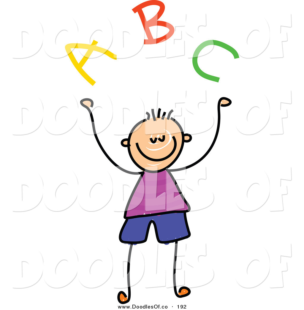 Vector Clipart of a Kid's Sketch of a Boy with ABV by Prawny - #192