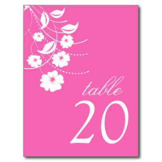 Dark Pink Table Numbers Postcards & Postcard Template Designs