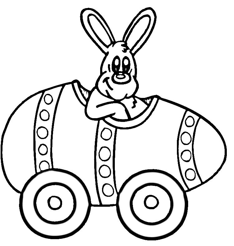 Easter Rabbit in Car Coloring Online | Super Coloring