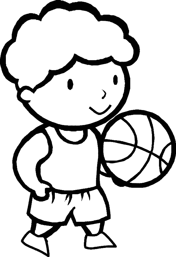 A Cute Little on His First Basketball Game Coloring Page - Free ...