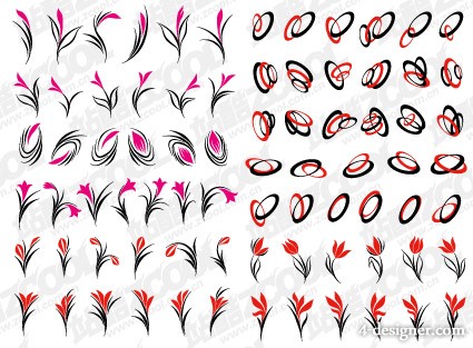 4-Designer | Simple flower graphic vector material