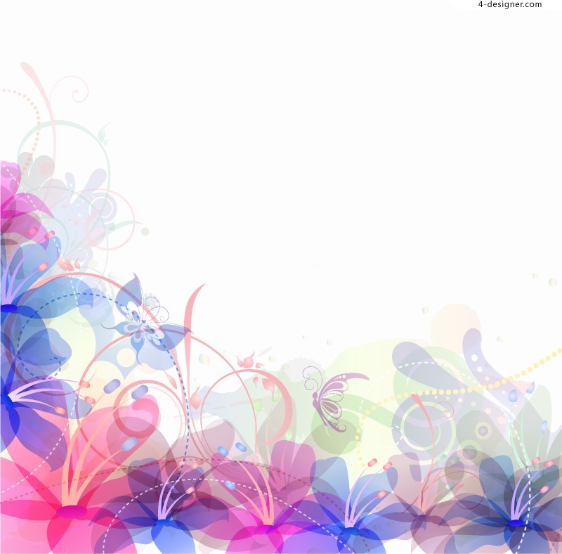 4-Designer | Pastel flowers background vector material