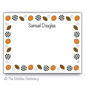 F104 - Sports Ball Border Flat Note Card by Sticklies