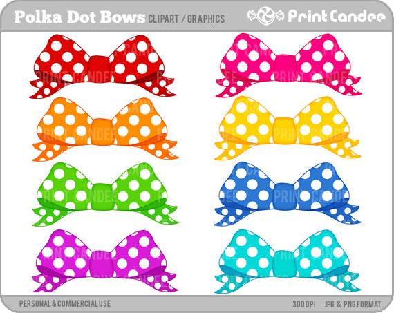 Polka Dot Bows Digital Clip Art Personal and by printcandee