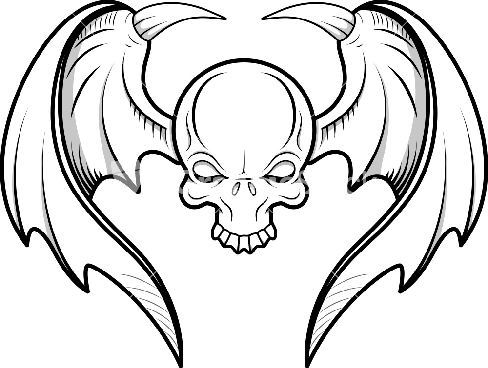 Skull Flying Tattoo Vector Stock Image