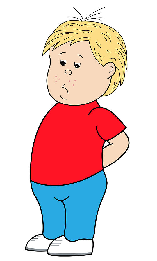Sad Little Boy Cartoon Character by Toots Hallam