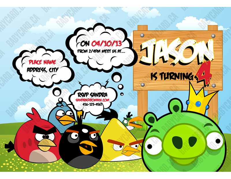Birthday Card - Angry Bird theme - Custom original birth ...