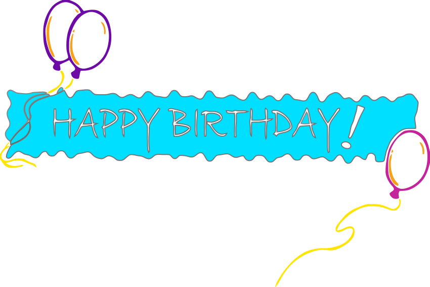 Happy Birthday Banner Cyan Clip Art Download