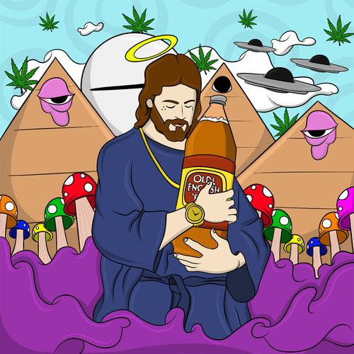 drawing art trippy eyes dope drugs weed marijuana Jesus God ...