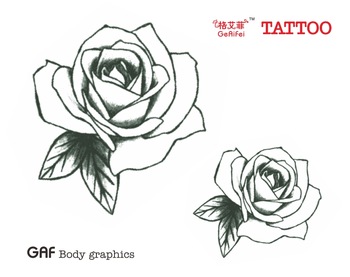 Waterproof High Quality Temporary Tattoo Sticker " Rose ", Black ...