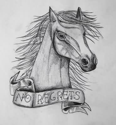 No Regrets Horse Head Tattoo Drawing | Tattoobite.com