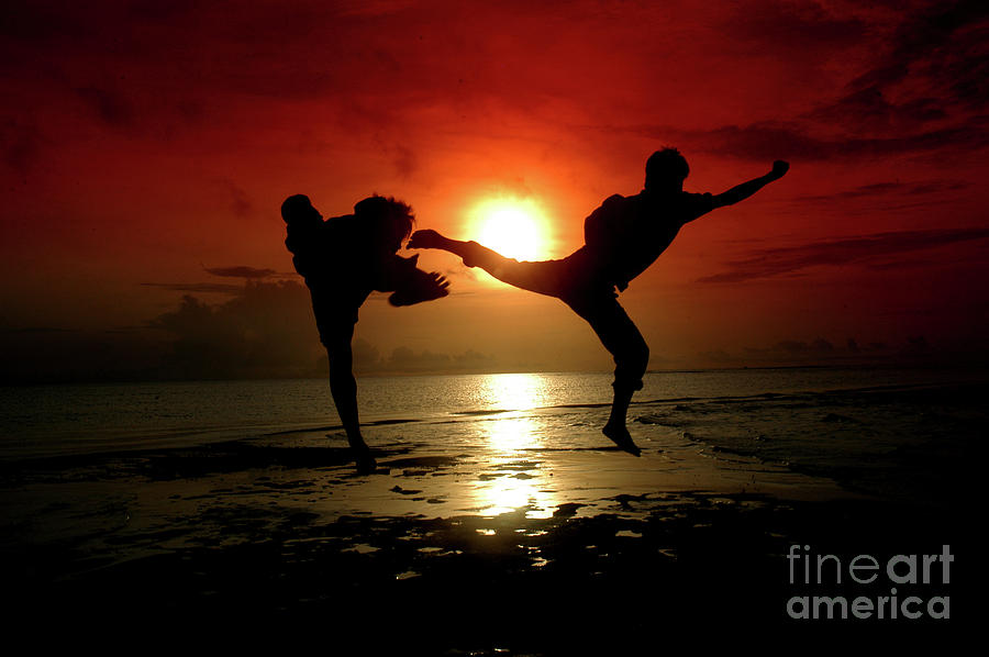 Silhouette Of Two People Fighting by Antoni Halim